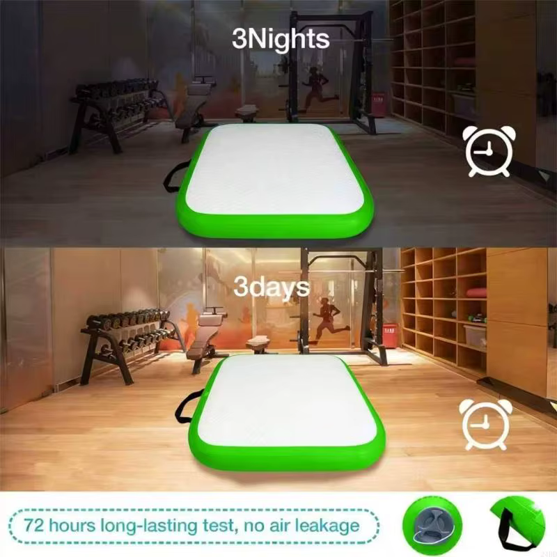 Tapis d'exercice gonflable pour étirements pratique coussin support carré en PVC 56x56x10 avec dessus texturé