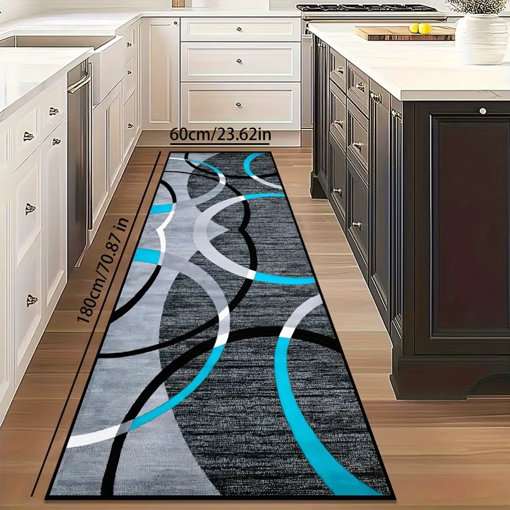 Tapis long géométrique moderne pour salon, couloir, décoration intérieure, tapis de sol de cuisine, tapis de buanderie, tapis de couloir, tapis de balcon à bords fins