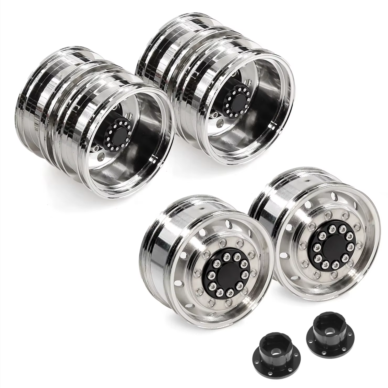 Moyeu de roues doubles en alliage 2 pièces pour camion Tamiya 1/14 RC, Compatible avec les modèles SCANIA VOLVO MAN, pièces de mise à niveau robustes