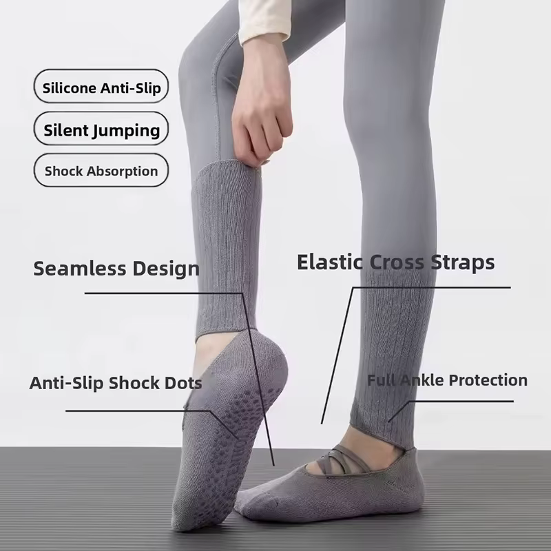 Chaussettes de Pilates respirantes antidérapantes à tube moyen