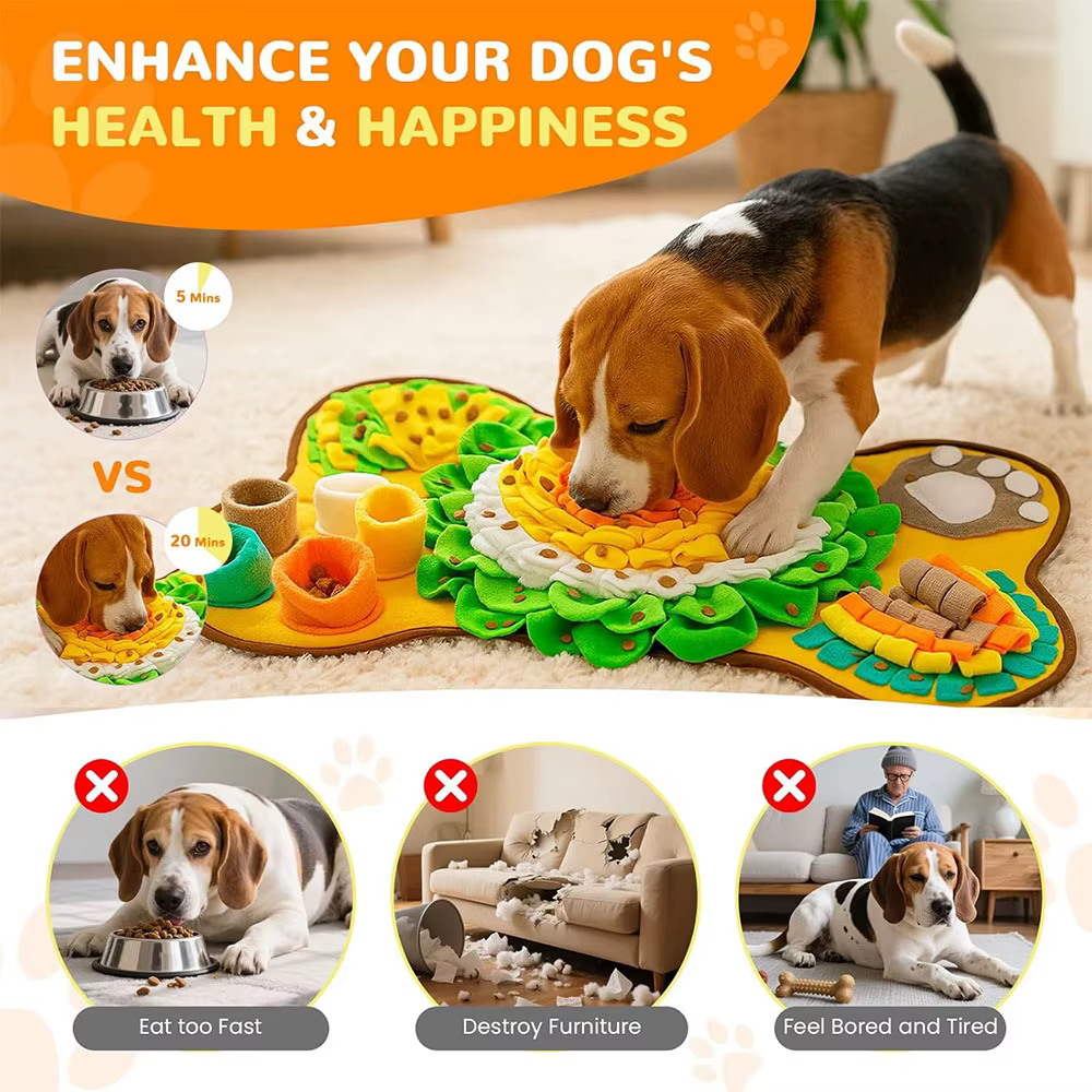 Tapis olfactif extra large 100x80cm pour chien, tapis d'entraînement olfactif, tapis interactif pour jeu et alimentation lente, jouet pour animaux de compagnie soulageant la pression