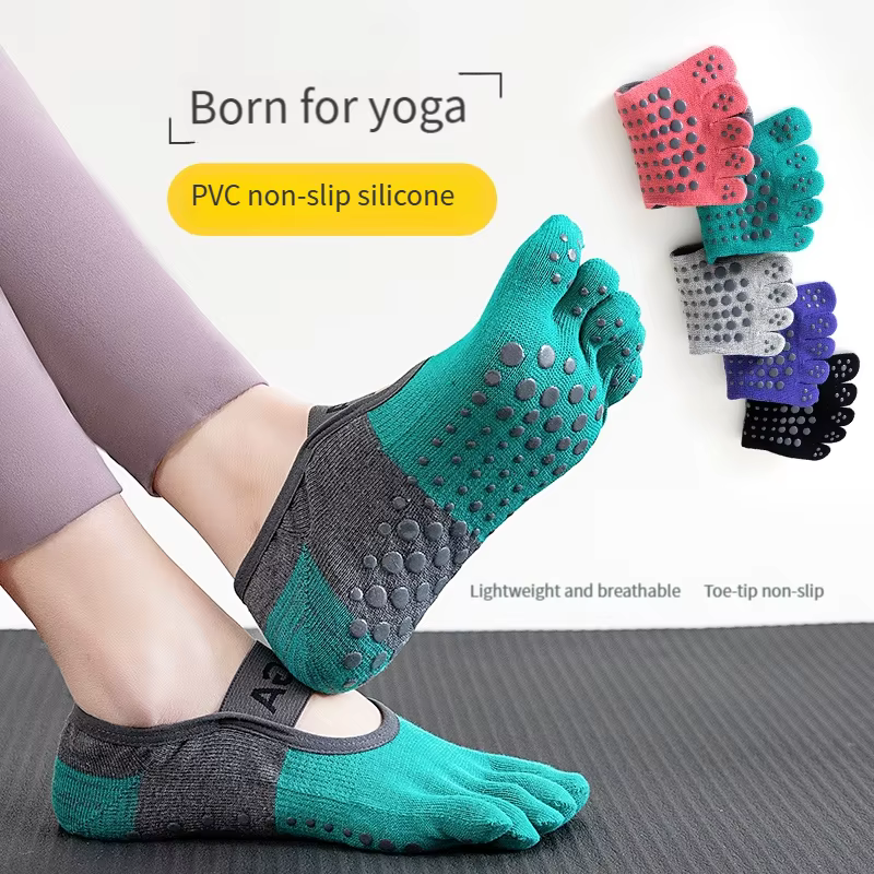 Chaussettes de Pilates professionnelles antidérapantes à cinq doigts