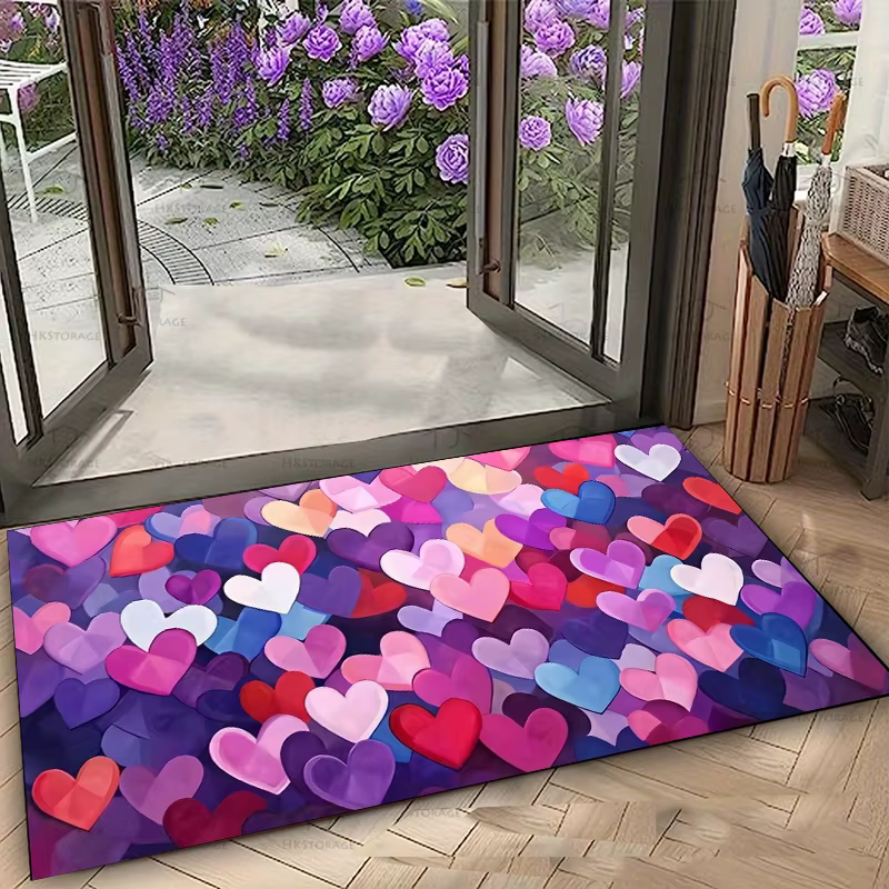 Tapis de sol en forme de cœur aquarelle