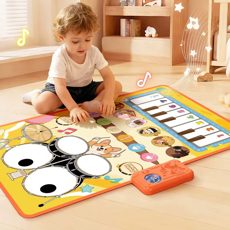 Tapis musical pour bébé, piano, batterie, instruments éducatifs, clavier musical, tapis de jeu, jouets d'apprentissage pour garçon, fille, tout-petit, cadeau