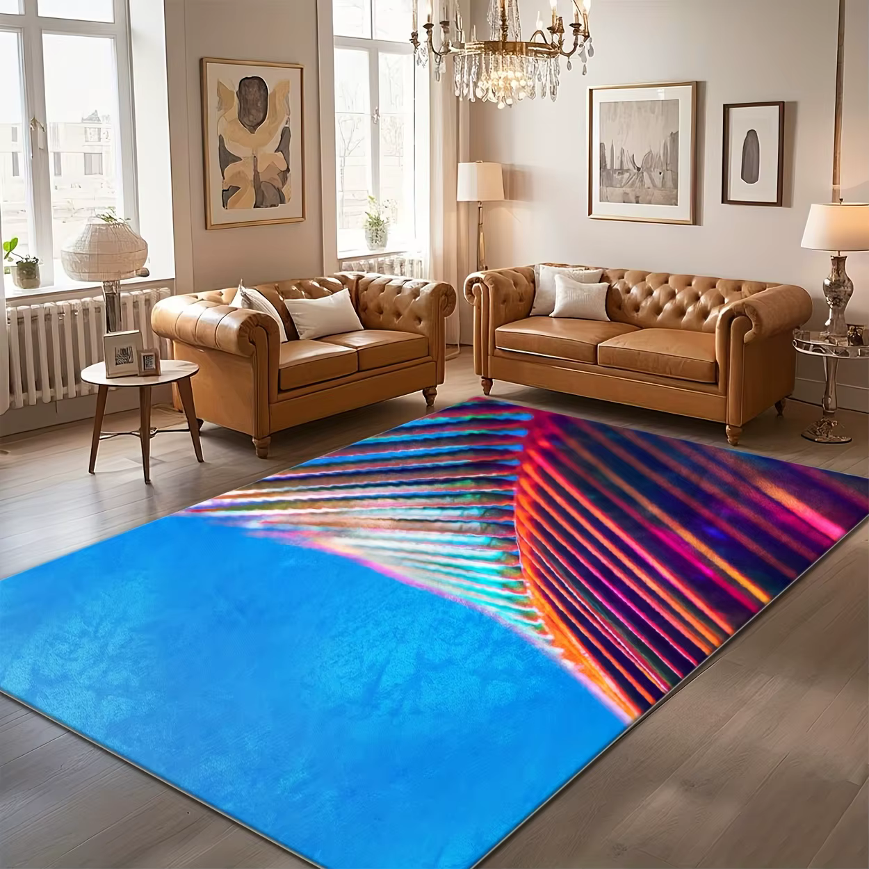Grand tapis rectangulaire lavable, durable et résistant aux taches, idéal pour les entrées et couloirs à fort trafic.