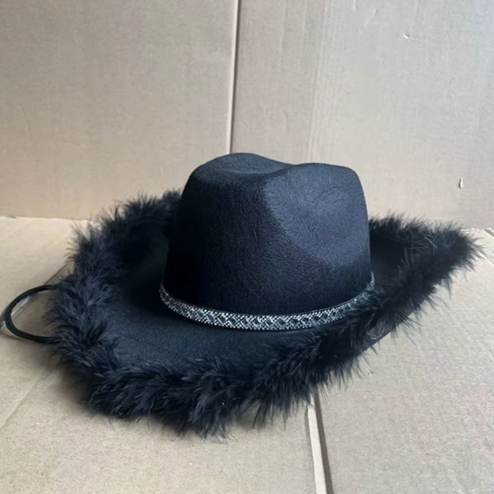 Chapeau de Cowgirl à Paillettes pour Femme, Accessoire de Mode pour Cosplay, Fête Costumée, Enterrement de Vie de Jeune Fille