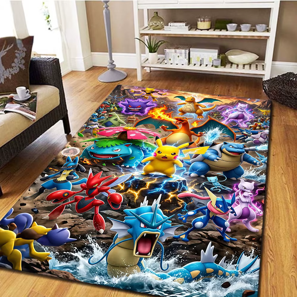 Tapis imprimé Pokemon pour la décoration de la maison, cadeau d'anniversaire, cadeaux d'halloween HE35