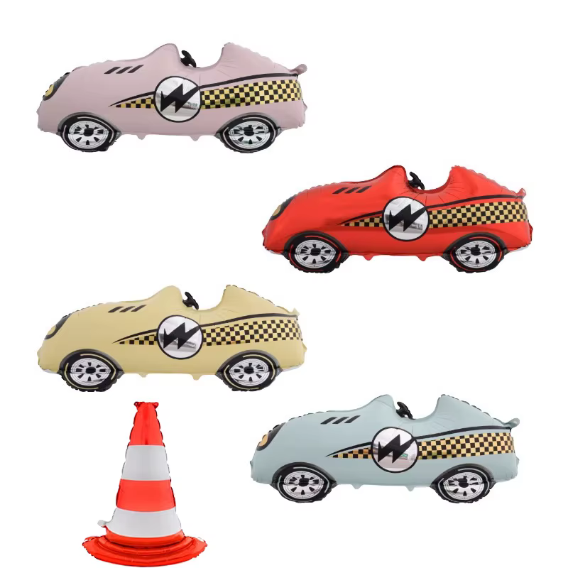 Ballons en Film d'aluminium pour voiture de course mate, Ballons de fête d'anniversaire pour enfants, ballons de course de voiture pour réception-cadeau pour bébé, fournitures d'accessoires Photo