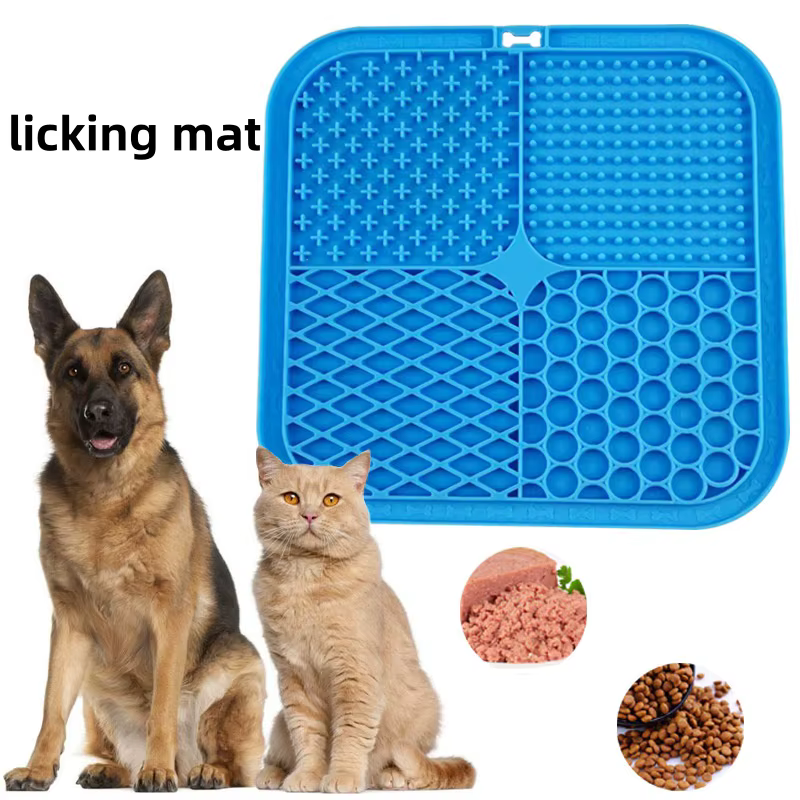 Tapis de léchage pour chien en silicone antidérapant avec ventouses, gamelle à alimentation lente, tapis d'absorption pour bain d'animaux, fournitures d'entraînement et d'alimentation réutilisables po