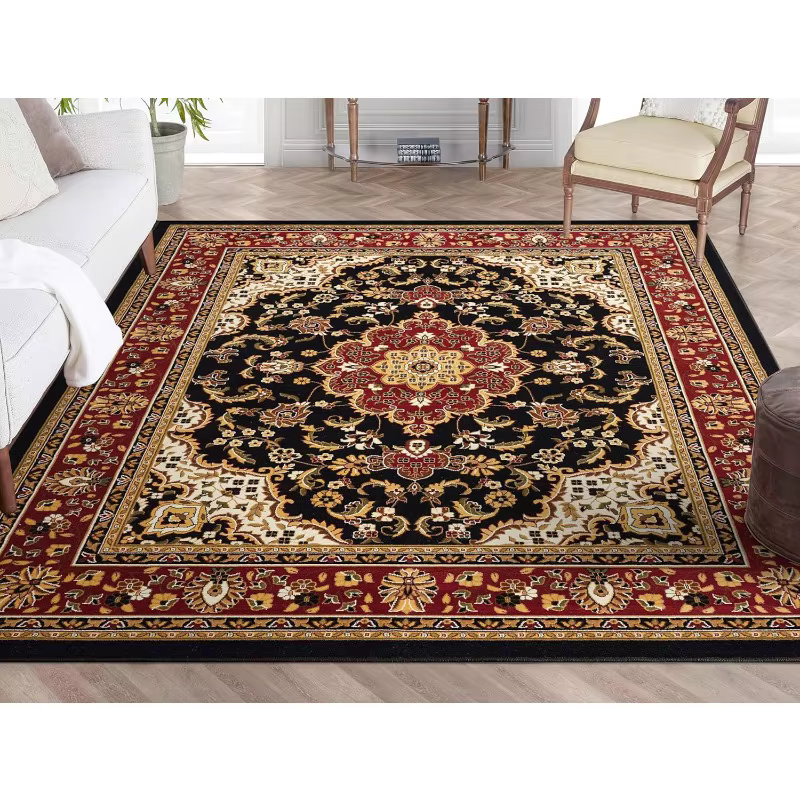 Tapis floral oriental, tapis traditionnel à motif de médaillon persan