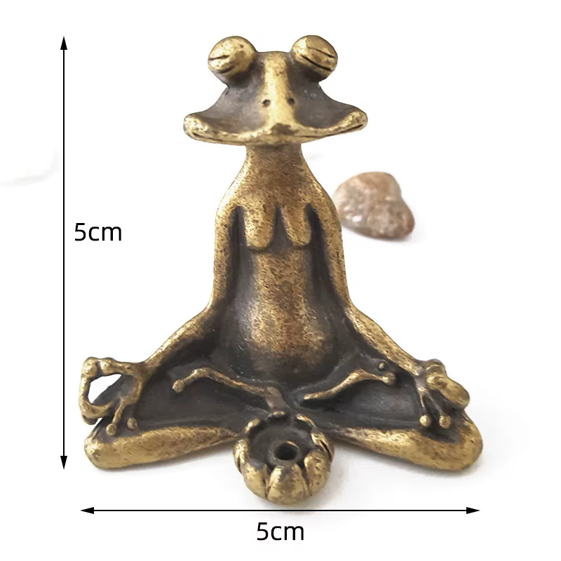 Statue de grenouille Zen de méditation en laiton Antique