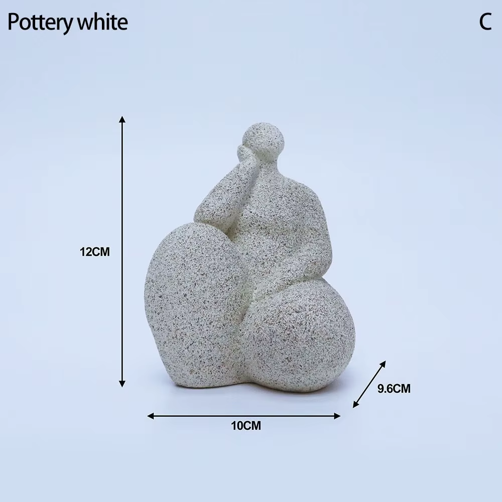 Sculpture abstraite de femme en yoga en résine rouge terre cuite