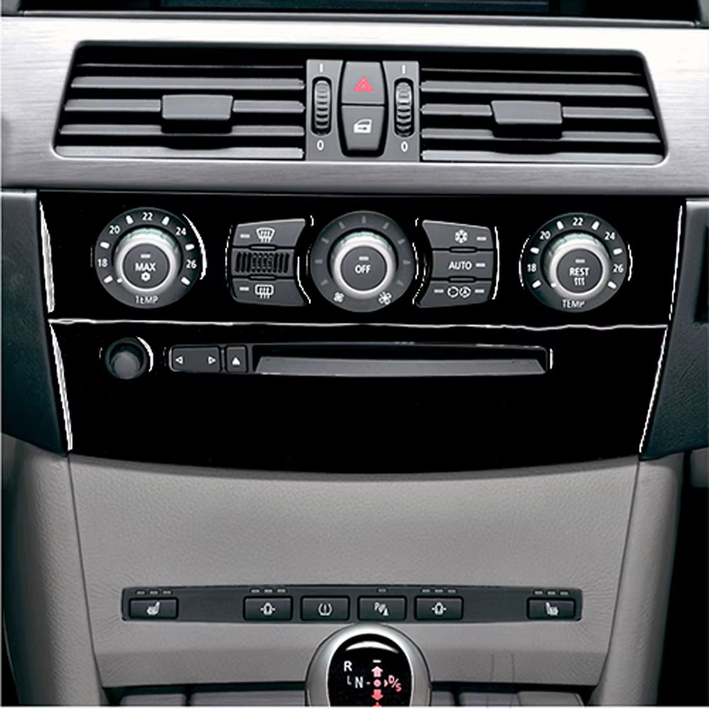 Autocollant intérieur noir piano pour BMW, accessoires de voiture, climatisation, AC, radio, CD, panneau de commande, revêtement Kiev illage, BMW Série 5, E60, 2004-2010
