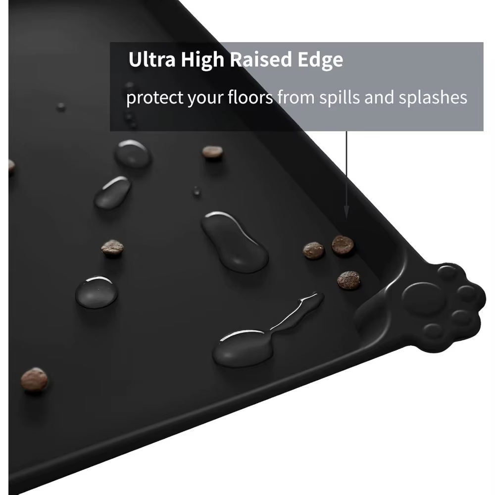 Tapis d'alimentation imperméable pour animaux de compagnie avec bords surélevés élevés, bol d'eau pour chien et chat avec sans BPA, tapis alimentaires en Silicone de qualité alimentaire pour chiens et