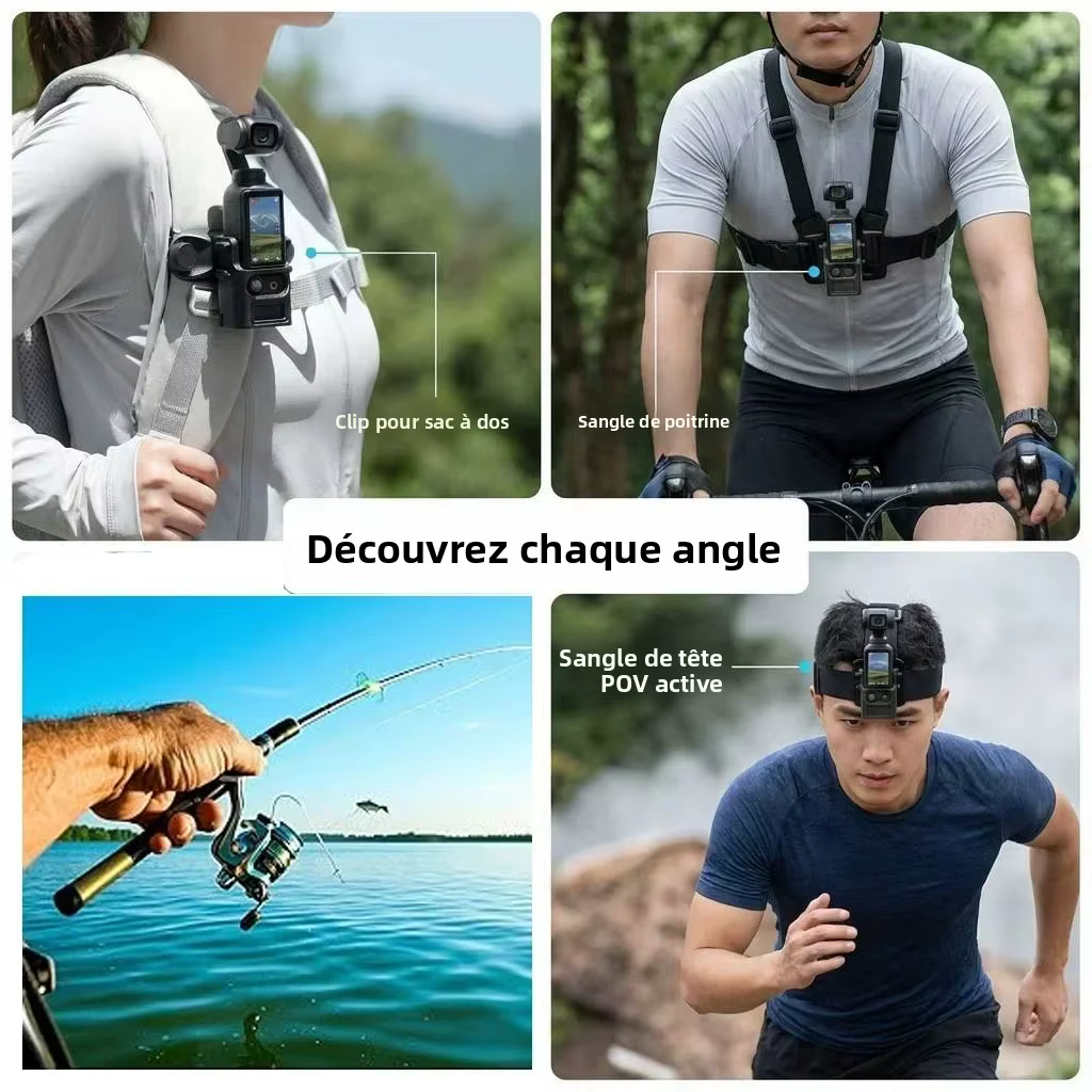Kit d'accessoires pour DJI Osmo Pocket 4 3 : support de poitrine, sangle de tête, support de sac à dos avec adaptateur d'extension pour accessoires DJI Pocket