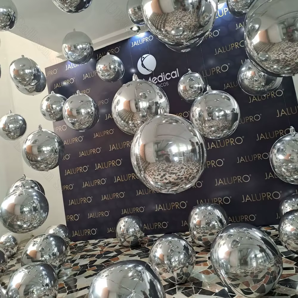 10 pièces argent 4D ballons ronds 10 18 22 32 pouces grands ballons en feuille d'argent métallique pour anniversaire mariage décorations de fête en argent