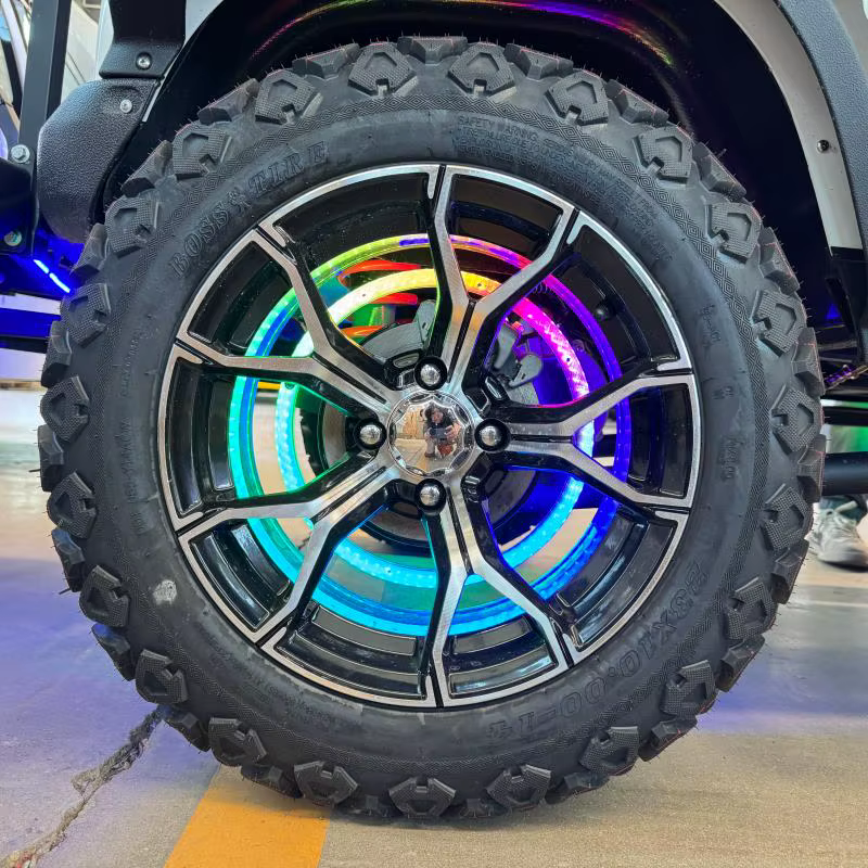 Voiturette de golf électrique tout-terrain sur mesure à 4 roues motrices avec éclairage LED d'ambiance