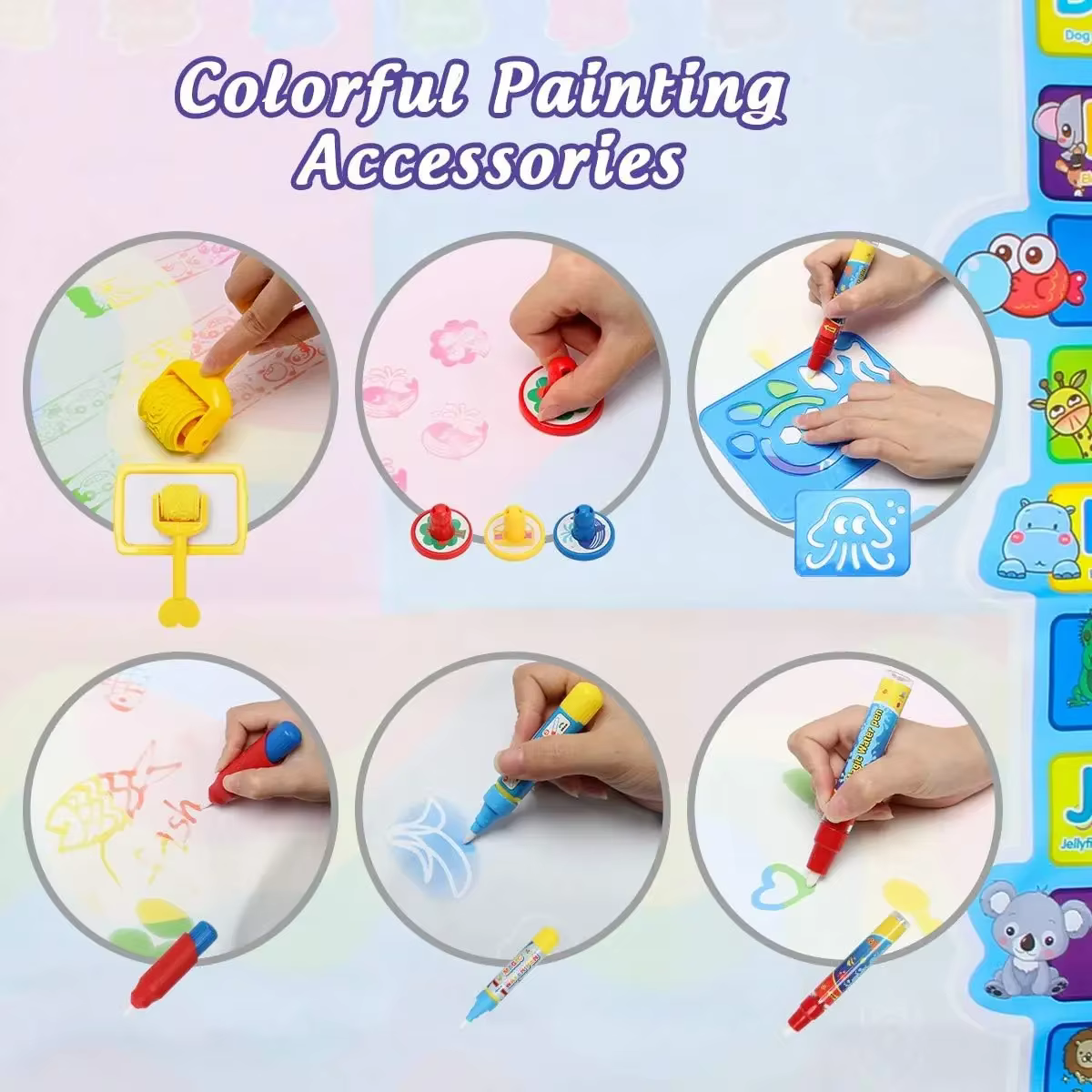 Tapis de dessin à l'eau magique, coloriage et gribouillage avec stylos magiques réutilisables, tableau de peinture Montessori, jouets éducatifs, cadeaux pour enfants