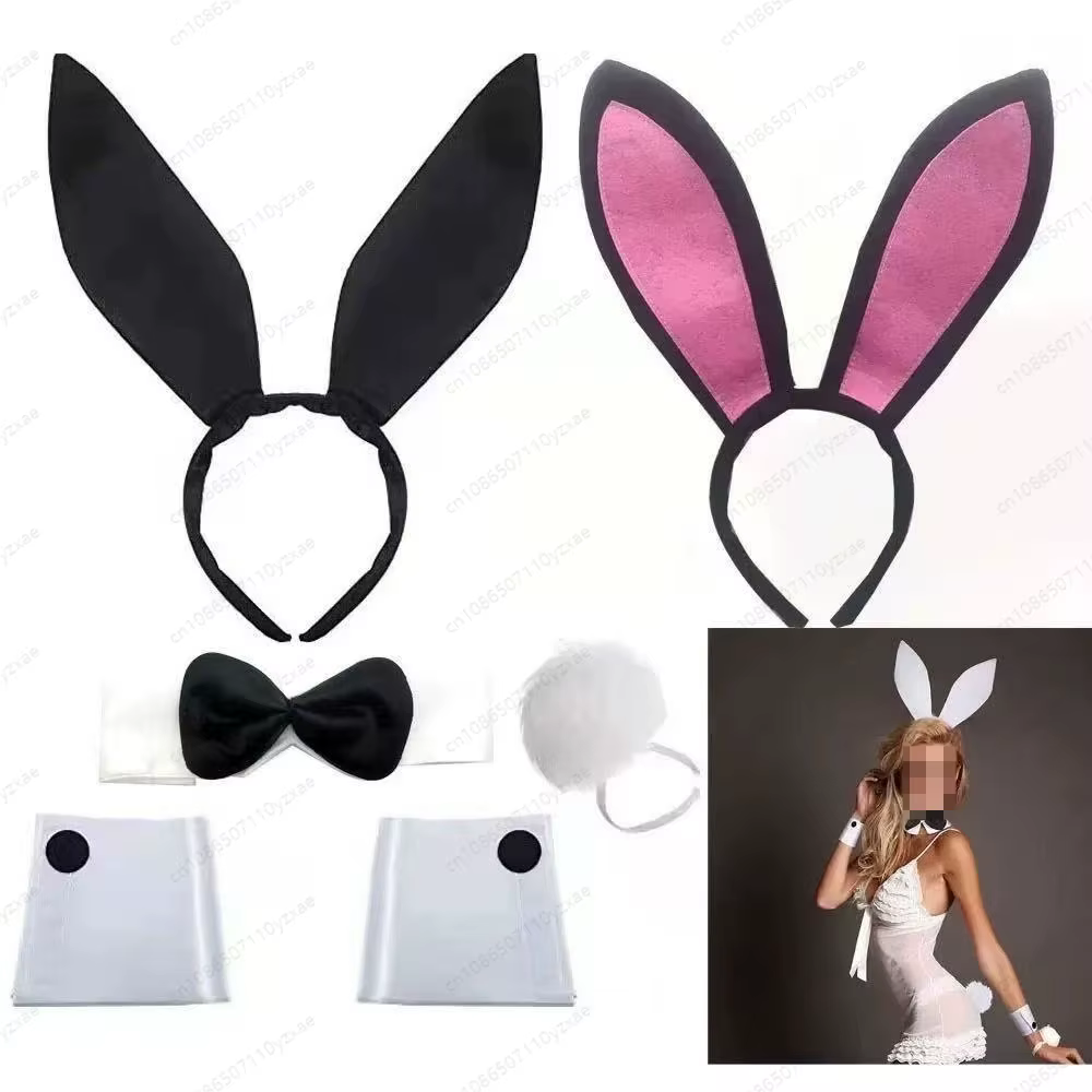 Serre-tête Lapin avec Nœud – Bandeau Oreilles de Lapin pour Pâques, Halloween et Fêtes Cosplay, Accessoire de Déguisement