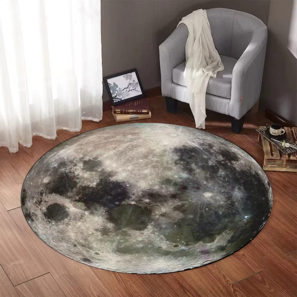Tapis rond terre lune chambre canapé salon tapis de chevet tapis doux décoration de la maison salon café chaise tapis de sol