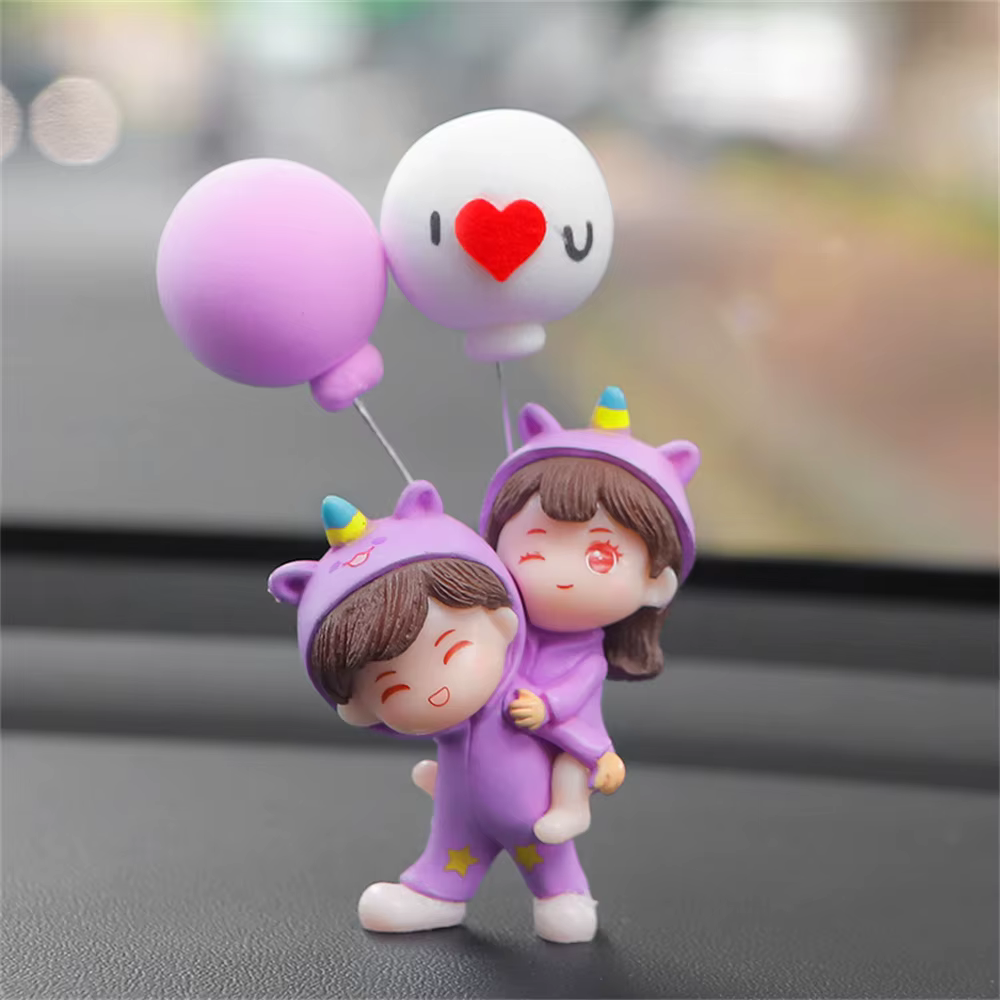 Vêtements de nuit licorne pour Couple, décoration de voiture, modèle de figurine de dessin animé, Console centrale automatique, ornements de tableau de bord, accessoires d'intérieur de voiture