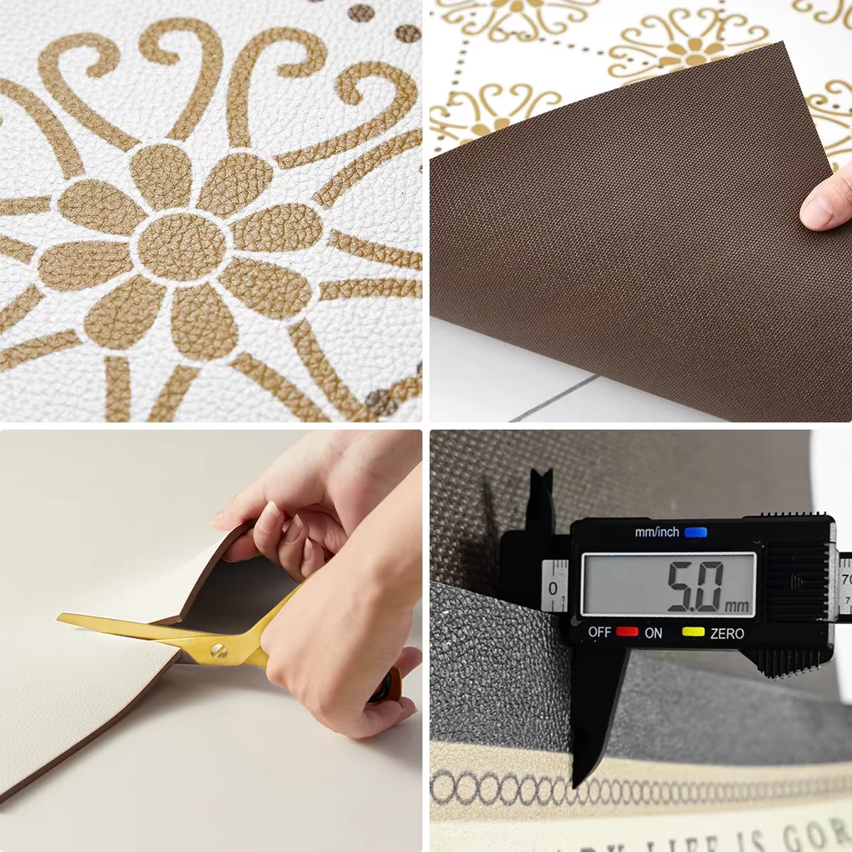 Tapis de sol de cuisine en cuir Pvc, imperméable, Long, antidérapant, résistant à l'huile, à fleurs roses, décoration de la maison