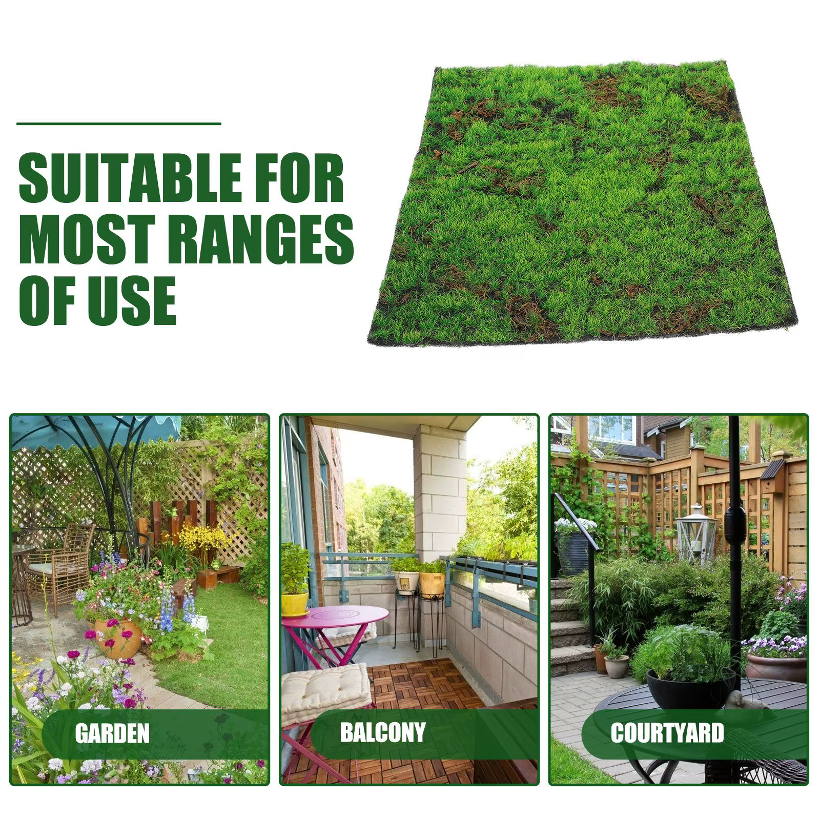Tapis de gazon artificiel en mousse simulée 30x30cm, faux décor de pelouse, jardin, balcon, cour, plantes d'intérieur, accessoire d'aménagement paysager