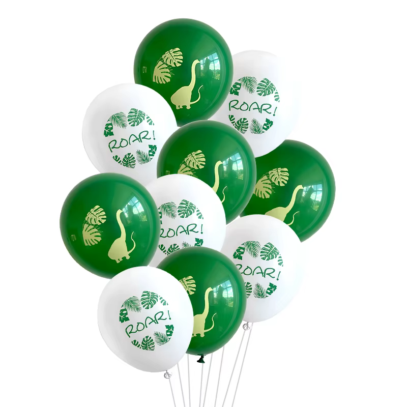 Ballons College de dinosaures pour enfants, ballons en latex, vert et blanc, décor de fête d'anniversaire, fournitures de douche de bébé, 12 po