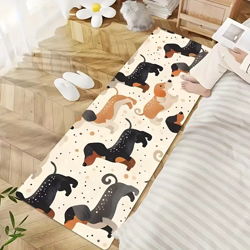 Tapis de porte mignon motif chien teckel de dessin animé, tapis de couloir, tapis de salon, tapis de cuisine, tapis de chambre, paillasson d'intérieur, décoration d'entrée