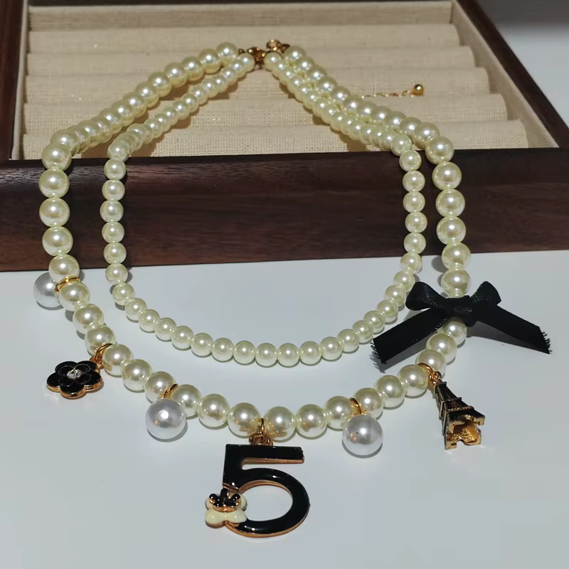 Ensemble de bijoux tendance pour femme, tour de cou, collier de perles, boucle d'oreille, accessoires de fête