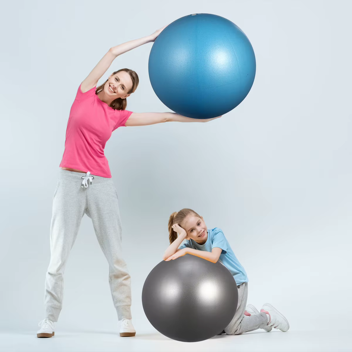 Lot de 2 Ballons de Yoga Givrés Épais Anti-éclatement 15-35 cm en PVC pour l'Équilibre et la Stabilité