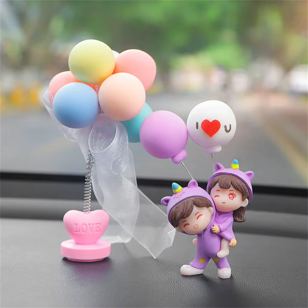 Vêtements de nuit licorne pour Couple, décoration de voiture, modèle de figurine de dessin animé, Console centrale automatique, ornements de tableau de bord, accessoires d'intérieur de voiture