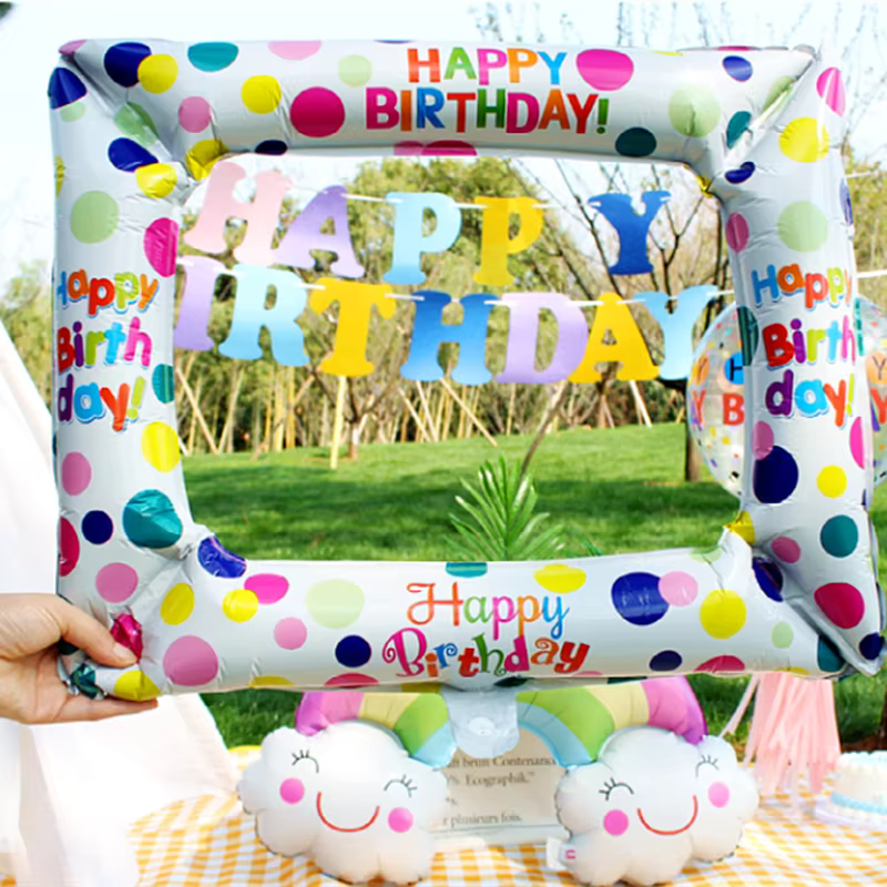 Cadre photo ballon en film d'aluminium, accessoires de fond photo pour fête d'anniversaire, ballons de décoration photo pour étudiants, fête de remise des diplômes