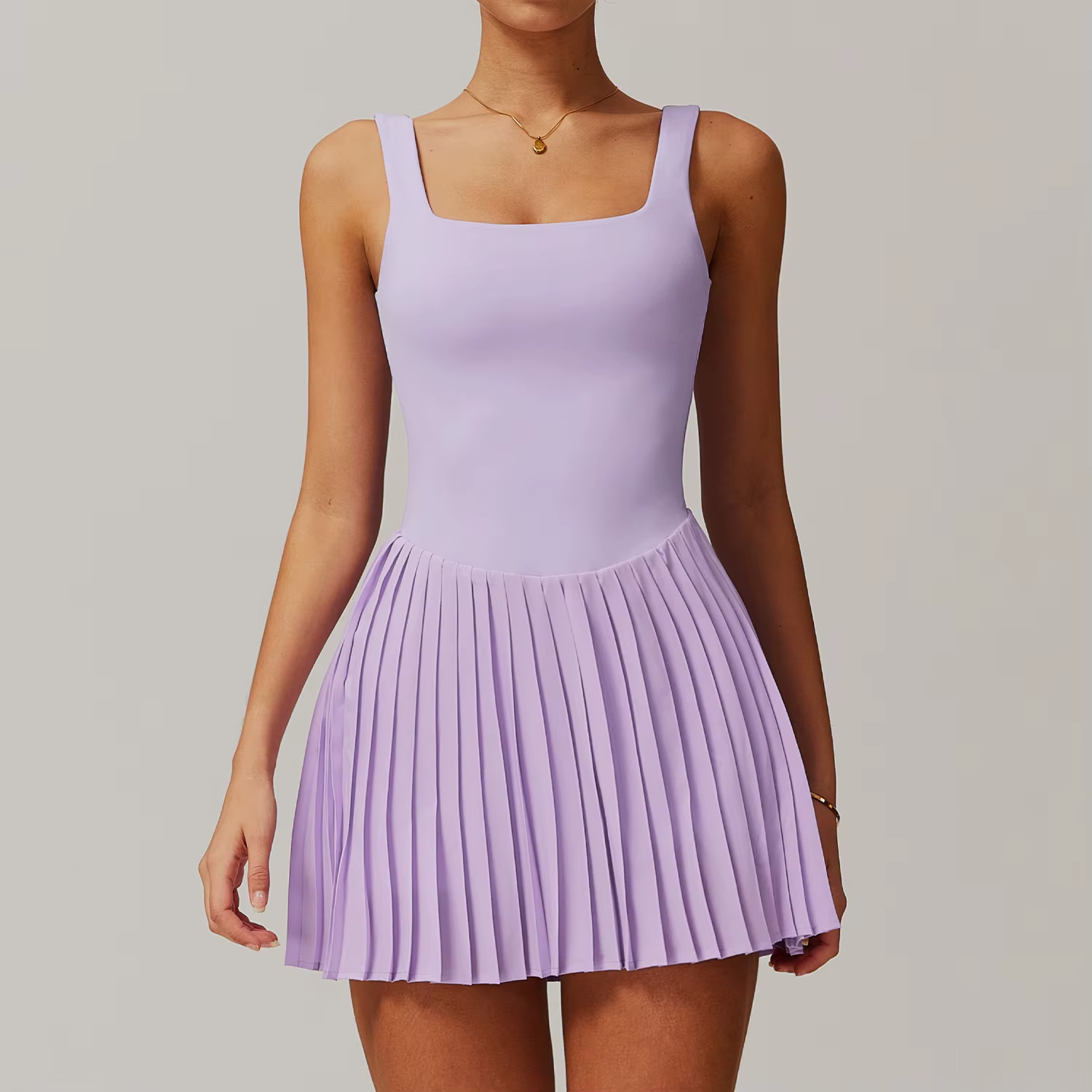 Combinaison de yoga anti-absorbe ouissement pour femme, jupe de tennis, robe de sport plissée à poche trempée, ensemble de course et de fitness, astronomique, nu