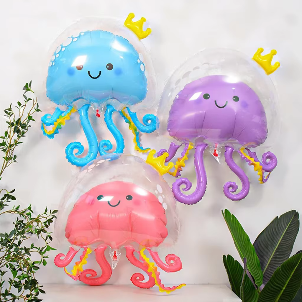Ballon Méduse de dessin animé, créatures sous-marines, ballon d'anniversaire pour enfants, ballon d'anniversaire sirène fille garçon, ballon méduse pour baby shower