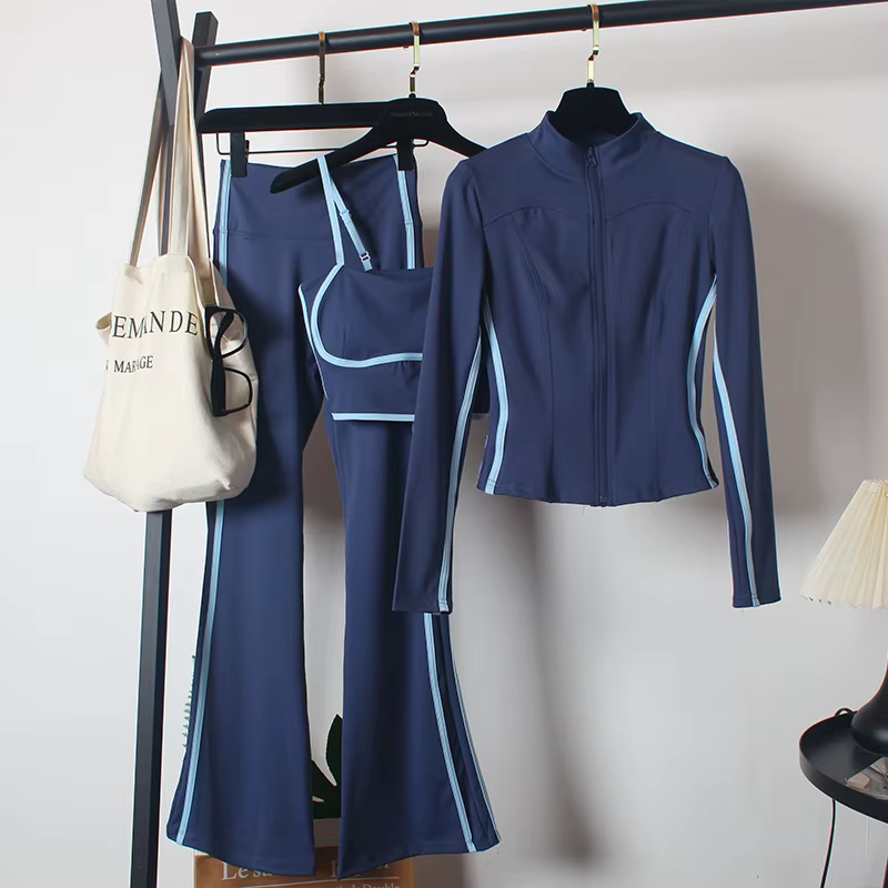 Ensemble de costumes de yoga 3 pièces pour femmes : Manteau de printemps
