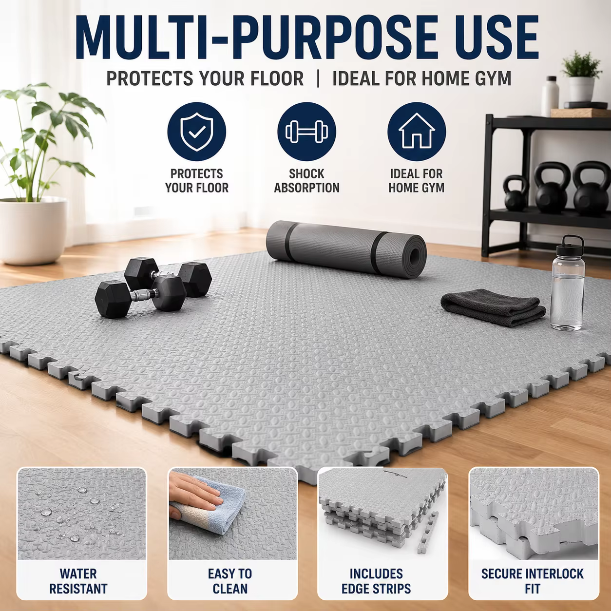 Tapis de gym en mousse EVA épaisse de 1 pouce