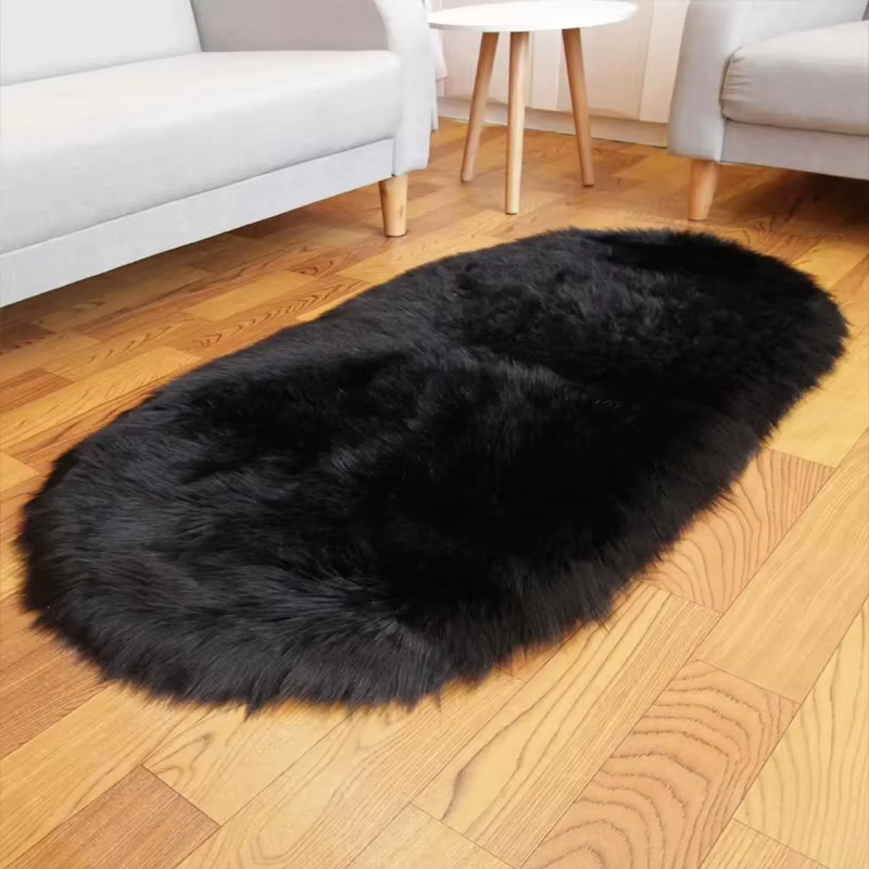 VIKAMA – tapis ovale en laine et soie de luxe léger, moelleux et doux, antidérapant, pour salon, chambre d'enfant, décoration de la maison