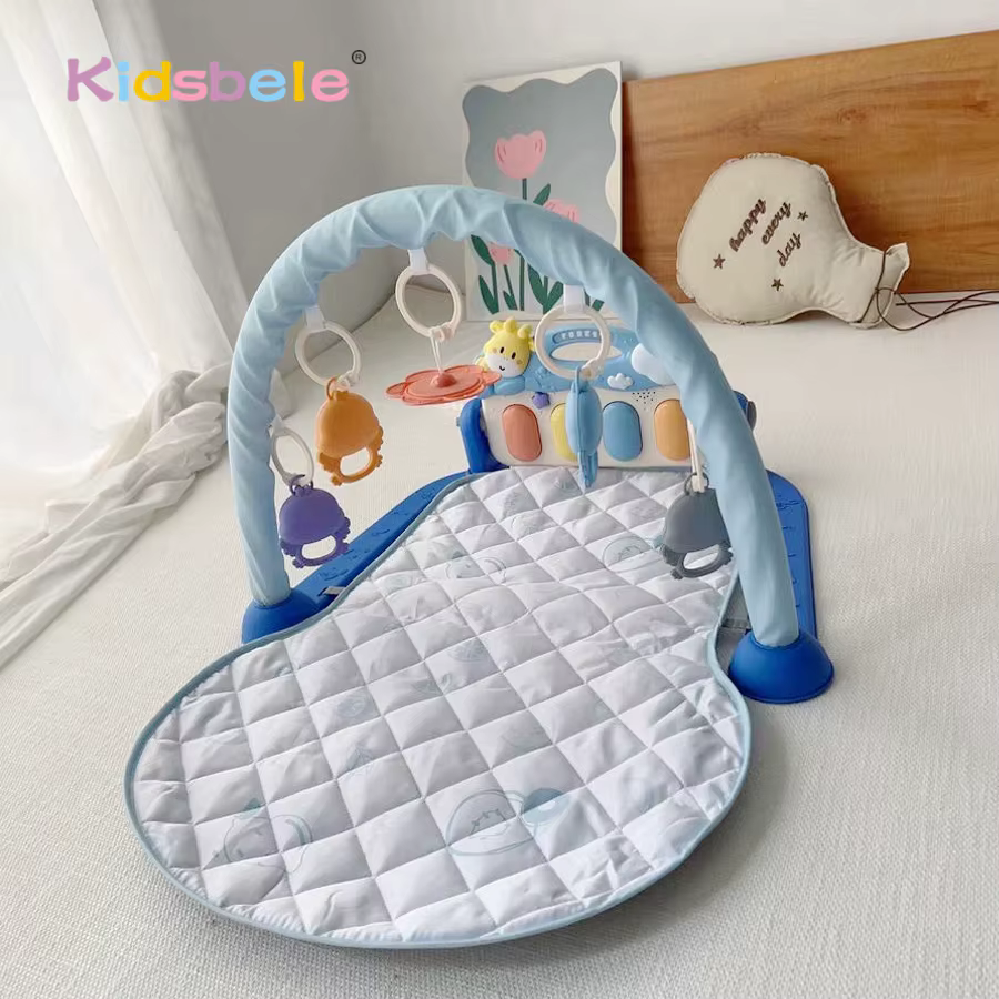 Activité de jeu pour bébé, gymnastique avec Piano, hochets suspendus, tapis de ventre rembourré doux, apprentissage sensoriel Montessori, cadeau de noël pour nouveau-né