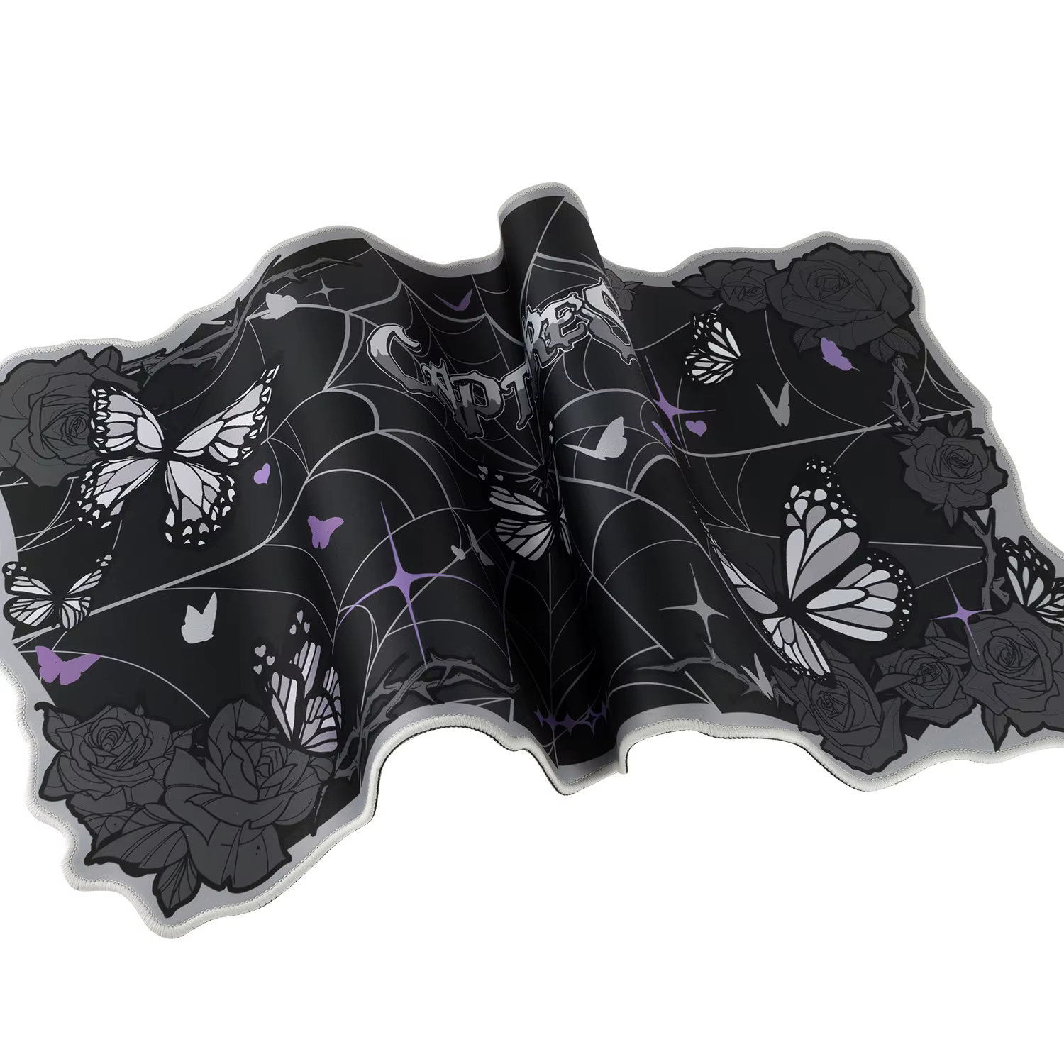 Tapis de souris Alien XXL, grand tapis de souris papillon noir, tapis de soutien de poignet surdimensionné pour les jeux et le bureau, tapis de bureau en caoutchouc