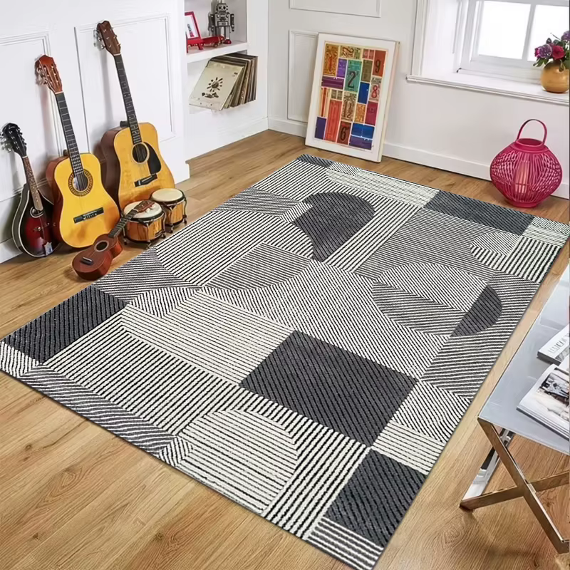 Tapis d'intérieur gris vintage à motifs floraux