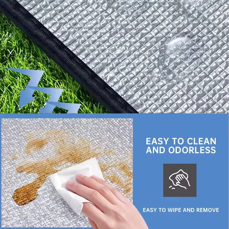 Tapis imperméable Double face Film d'aluminium tapis résistant à l'humidité tapis de pique-nique Portable tente extérieure Camping plage tapis résistant à l'humidité