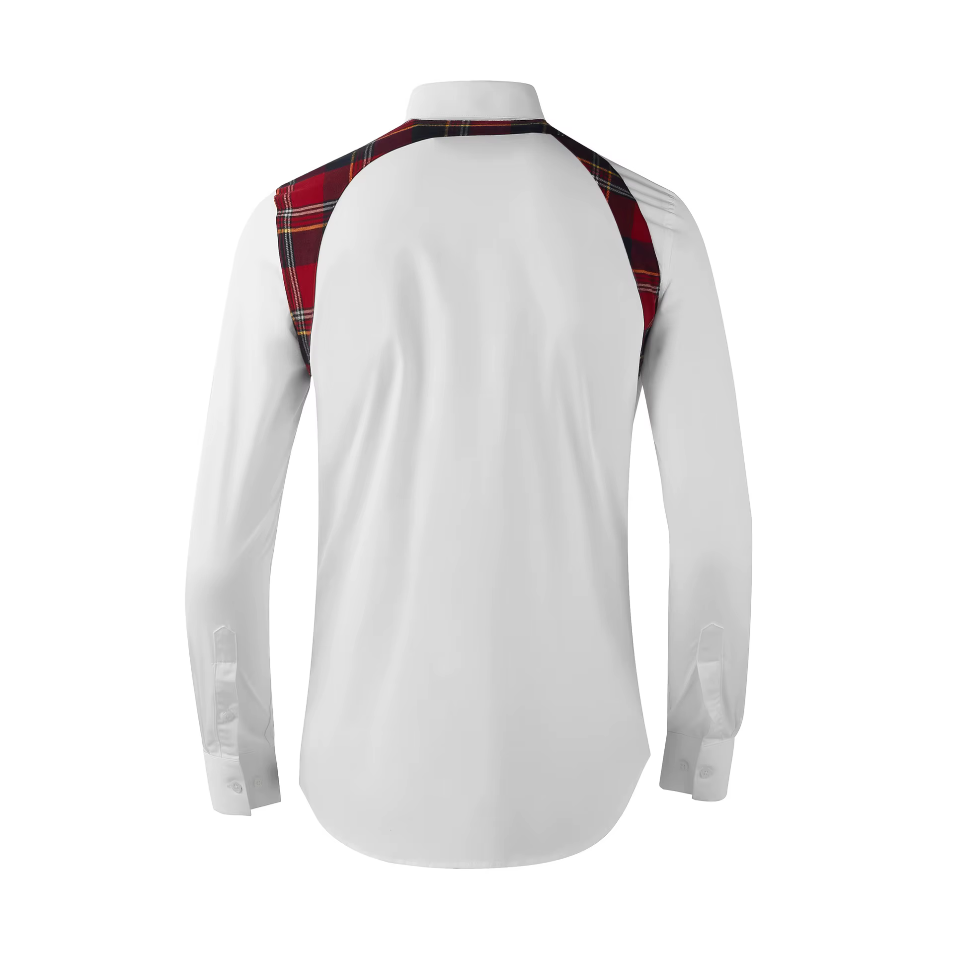 Chemise à manches longues pour hommes, bretelles d'épaule, épissure à carreaux, décoration à rivets, chemise d'affaires décontractée, fête sociale, Streetwear, offre spéciale