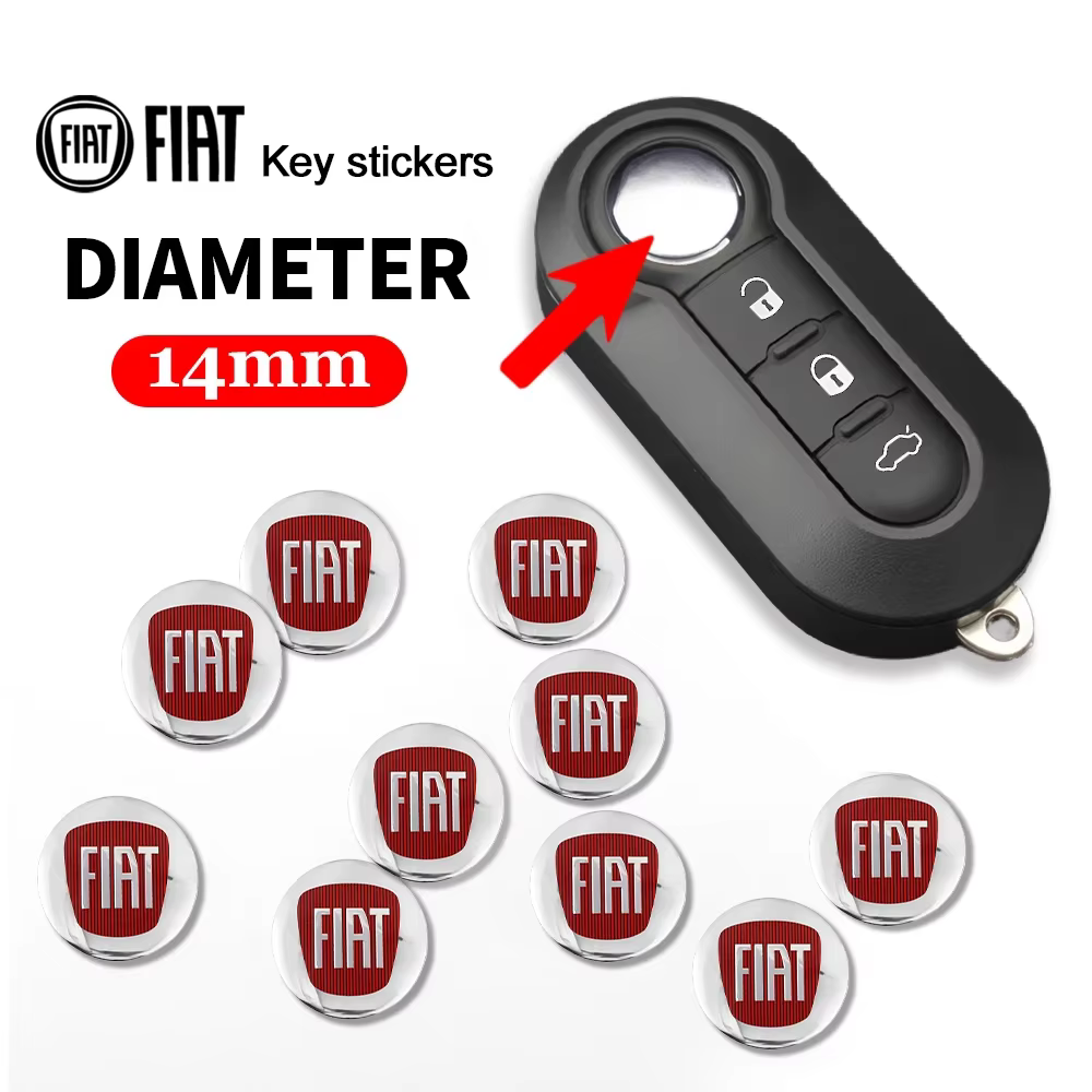 Autocollants de clé intelligente de voiture Fiat, Logo en métal, accessoires pour FIAT 500 Ducato Panda Grande Punto Tipo Abarth Pulse Strada 500L
