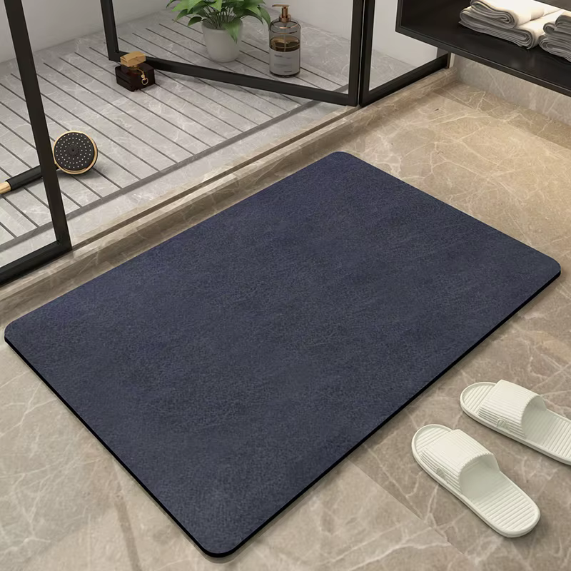 Tapis de sol noir uni, tapis de bain, couleur unie, absorption rapide de l'eau, antidérapant, tapis de sol pour salle de bain