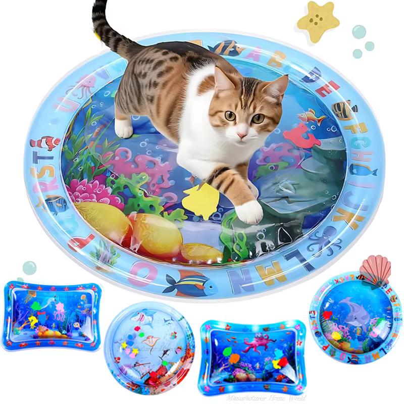 Tapis de jeu d'eau sensoriel pour chat, en Pvc, poisson d'océan, ramper, à Induction, jouet interactif pour chat