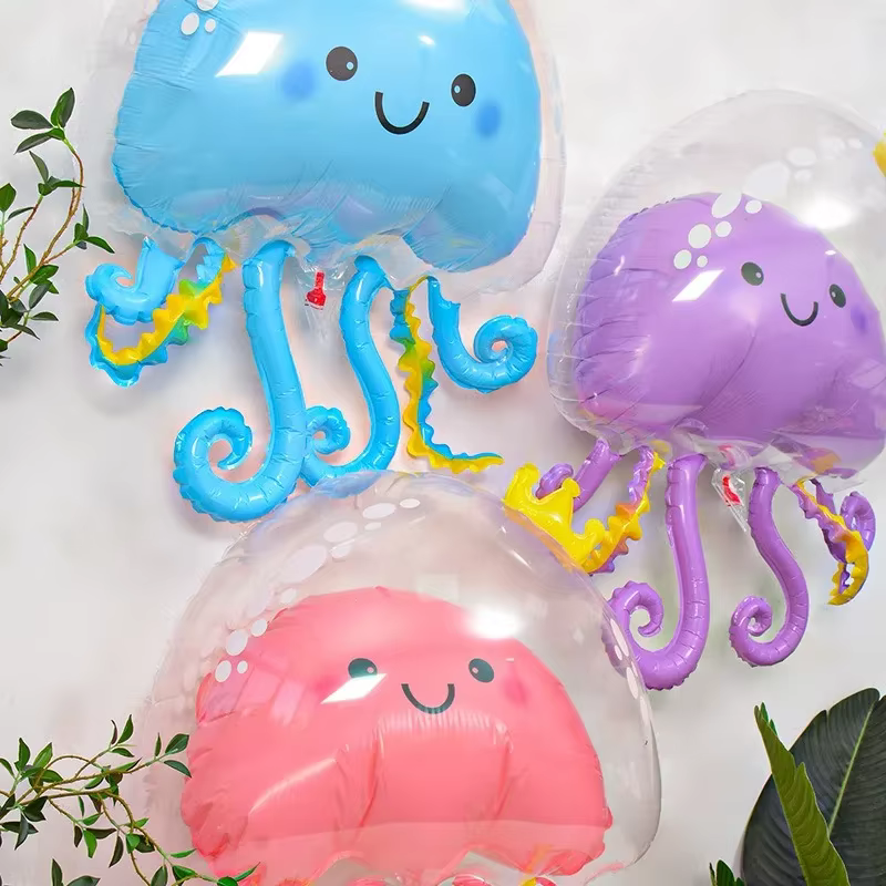 Ballon Méduse de dessin animé, créatures sous-marines, ballon d'anniversaire pour enfants, ballon d'anniversaire sirène fille garçon, ballon méduse pour baby shower
