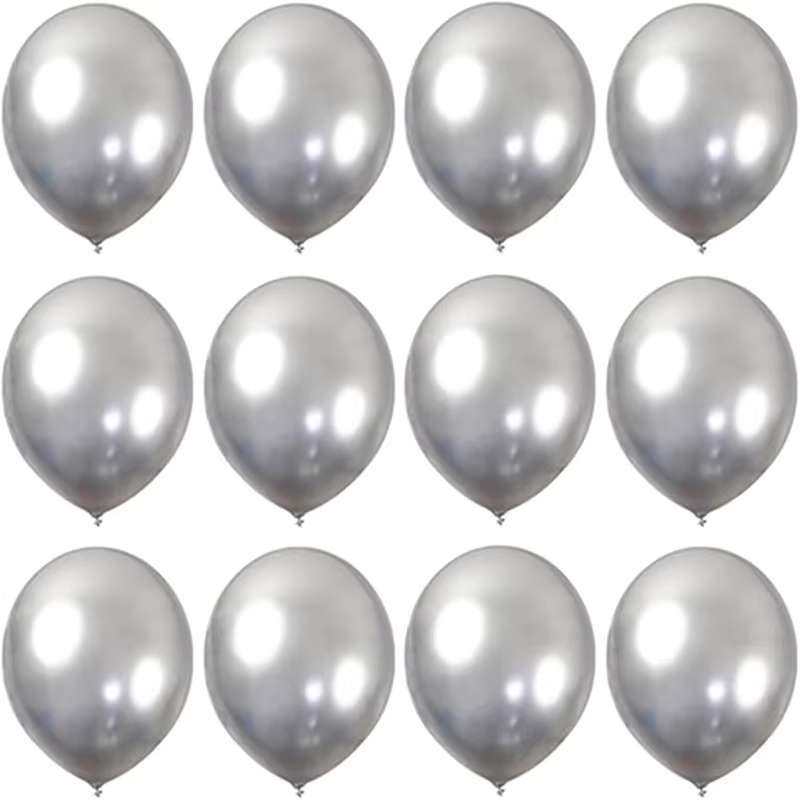 30/20/10 pièces ballon d'anniversaire en argent métallique 12 pouces ballons en Latex argenté en métal décorations DIY réception-cadeau pour bébé Photo de fête de mariage