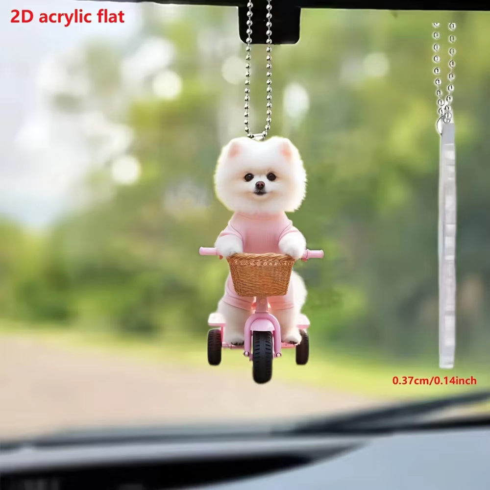 Pendentif en acrylique pour chiot mignon, breloque polyvalente, chien blanc, porte-clés de vélo pour miroir de voiture, sacs à dos, maison, fête Festive, cadeau, décoration