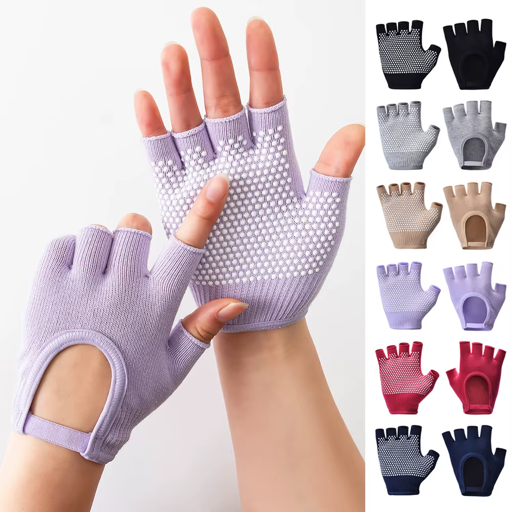 Gants de Yoga antidérapants demi-doigt pour femmes